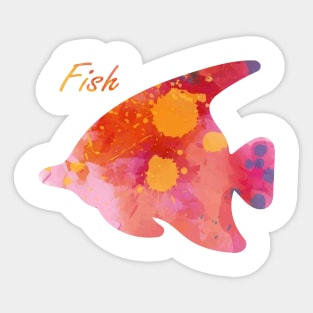 Pink watercolor fish. Sticker